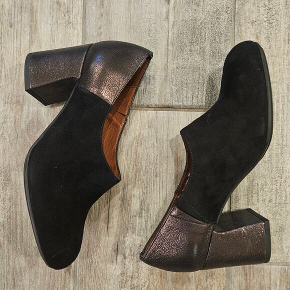 Hispanitas Booties Women Size 37 US 6.5-7 Gillian Pump Boot Black/Copper Leather - Picture 1 of 13